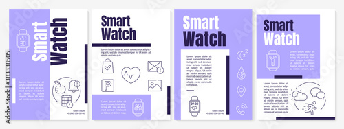 Smart watch brochure template. Smartwatch high technology. Flyer, booklet, leaflet print, cover design with linear icons. Vector layouts for magazines, annual reports, advertising posters