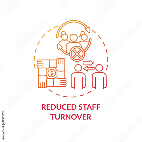 Reduced staff turnover concept icon. Gender diversity policy benefits. Cooperetion organizing. Crew working organizing tutorial idea thin line illustration. Vector isolated outline RGB color drawing
