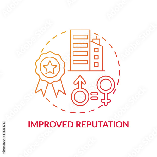 Improved reputation concept icon. Gender diversity policy benefits. Better looking resume. Working places history improving idea thin line illustration. Vector isolated outline RGB color drawing