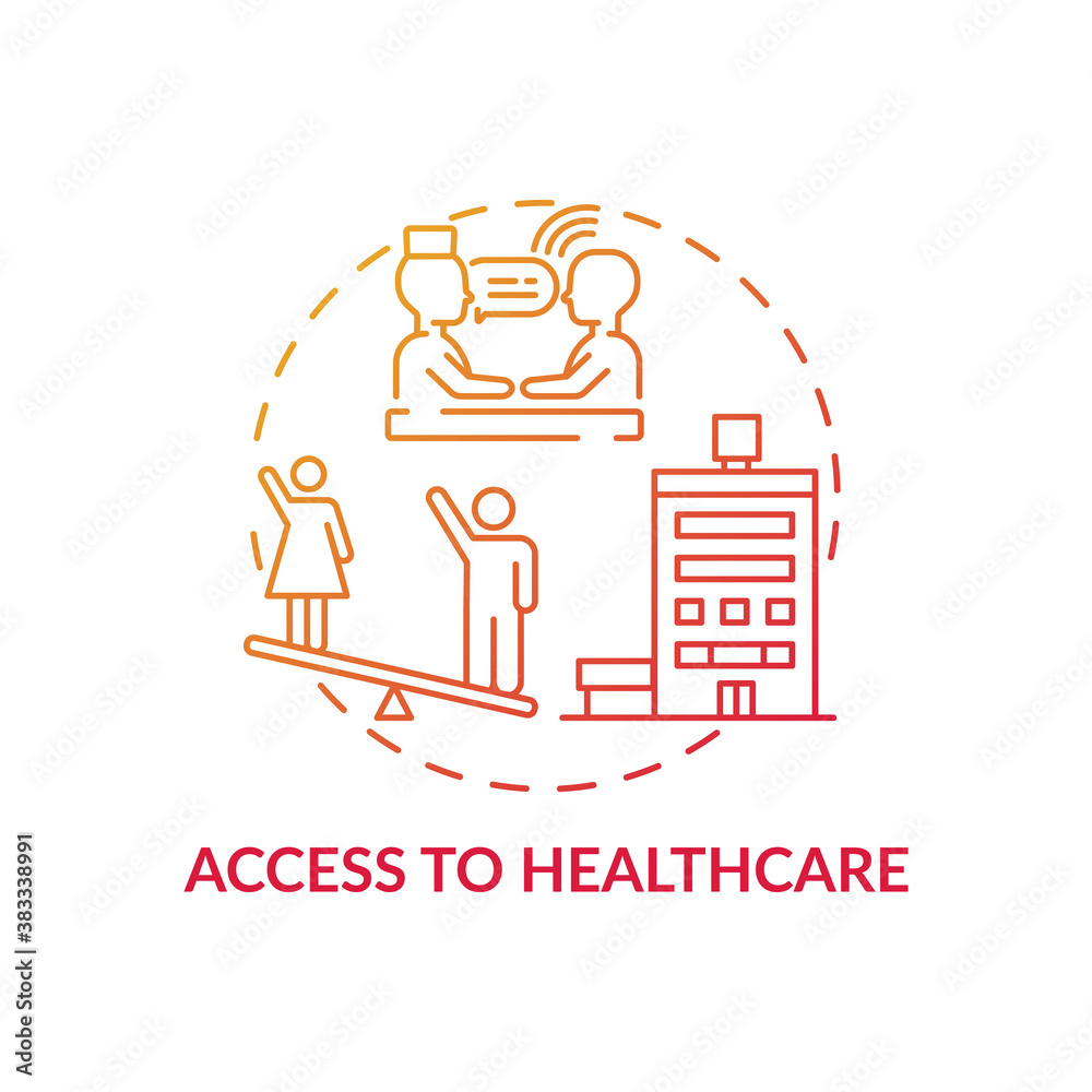 Access to healthcare concept icon. Gender gap criteria problem. Getting
