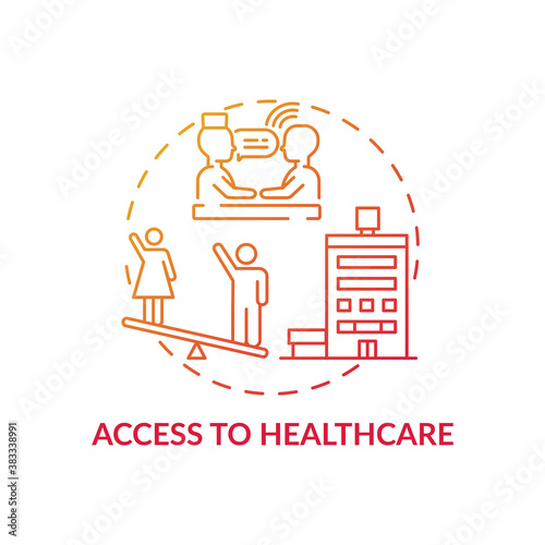 Access to healthcare concept icon. Gender gap criteria problem. Getting best medical care. Health improvement idea thin line illustration. Vector isolated outline RGB color drawing