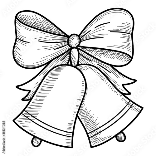 Christmas holidays bells icon. Hand drawn and outline illustration of Christmas holidays bells vector icon for web design
