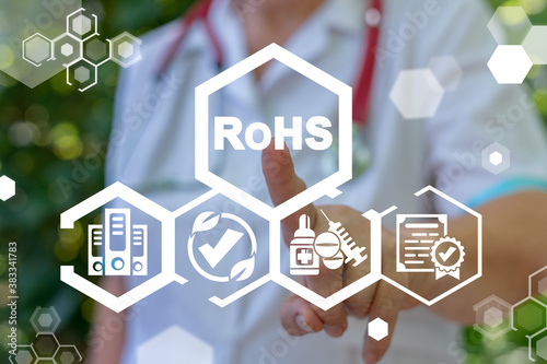 RoHS Compliant Medical or Pharmaceutical Concept. Restriction of Hazardous Substances Directive.