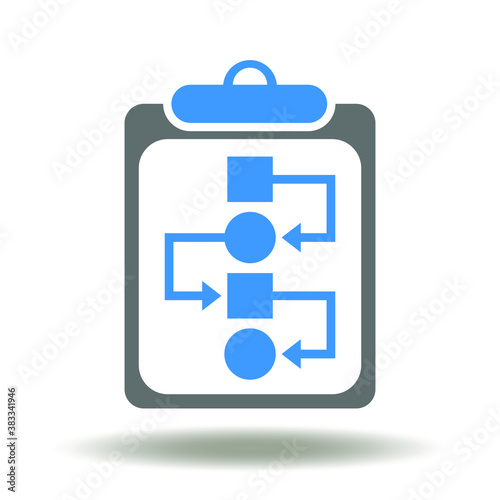 Clipboard flowchart icon vector. Workflow Symbol. Algorithm diagram plan structure scheme illustration. Operations Sign.