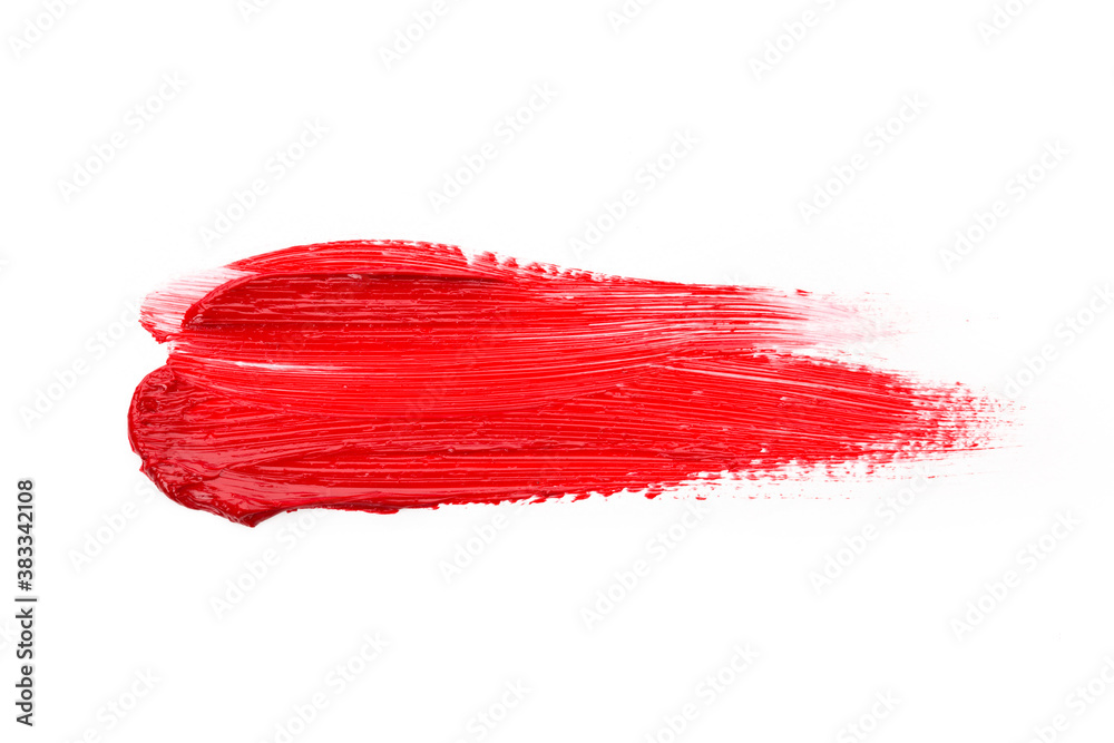 Red colored brush stroke paiting over isolated background, canvas watercolor texture, red lipstick smudge Red colored brush stroke paiting over isolated background, canvas watercolor texture, red lipstick smudge