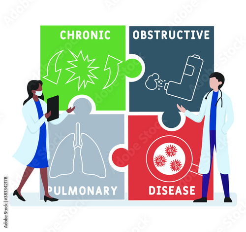 Flat design with people. COPD - Chronic Obstructive Pulmonary Disease, medical concept. Vector illustration for website banner, marketing materials, business presentation, online advertising