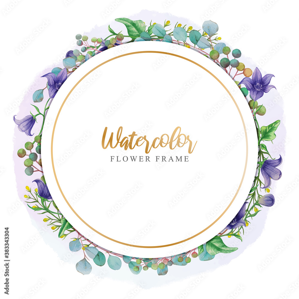 Watercolor flowers circle background Watercolor flowers circle background