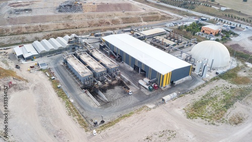 Photography Aerial view of medical waste factory