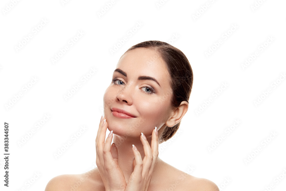 Beautiful woman with nature makeup. Beauty portrait of female face with natural skin. Skin care. Cosmetology, beauty and spa. Beautiful woman with nature makeup. Beauty portrait of female face with natural skin. Skin care. Cosmetology, beauty and spa.
