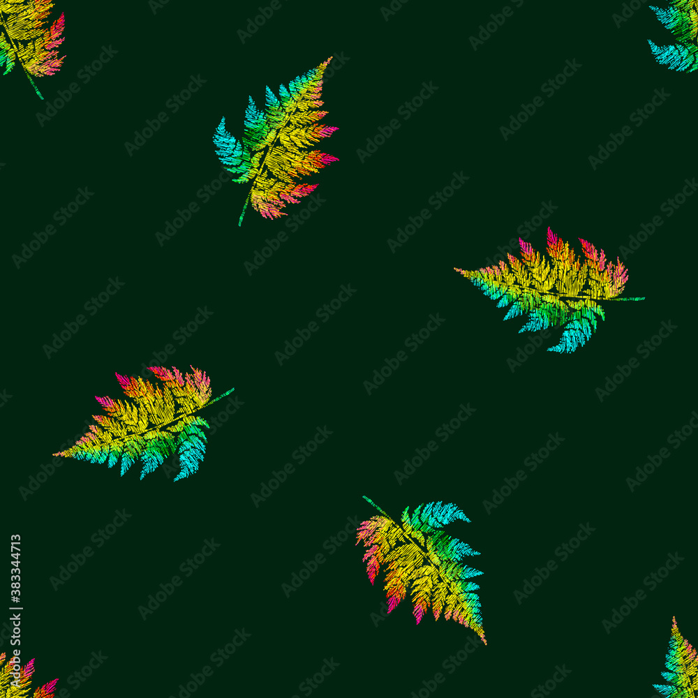 Bright leaves seamless graphic pattern