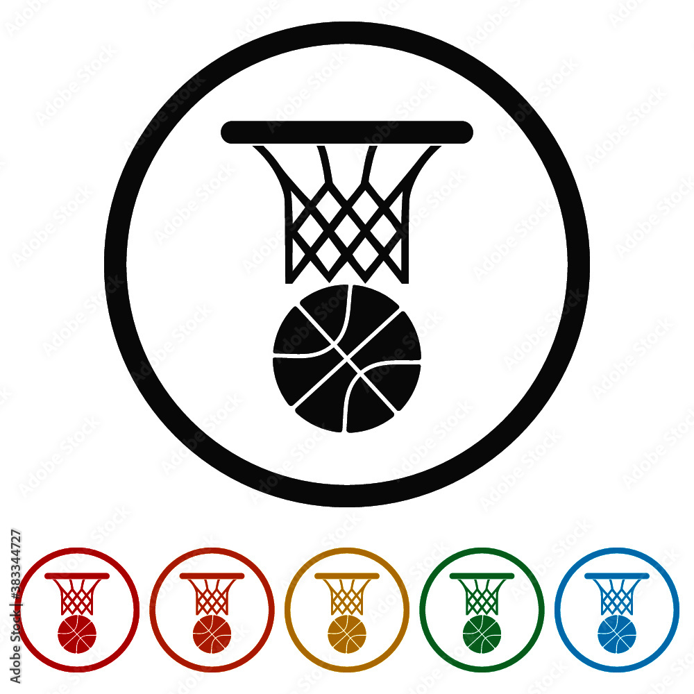Basketball ring icon, color set Basketball ring icon, color set