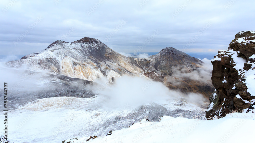 Crater of Mount Aragats, northern summit, at 4,090 m , Armenia.