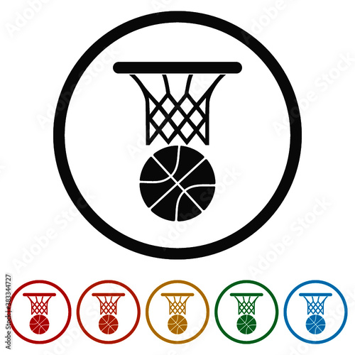 Basketball ring icon, color set