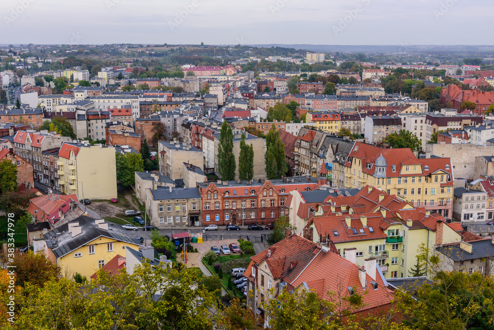 Sightseeing of Poland. Cityscape of Grudziadz, aerial view 