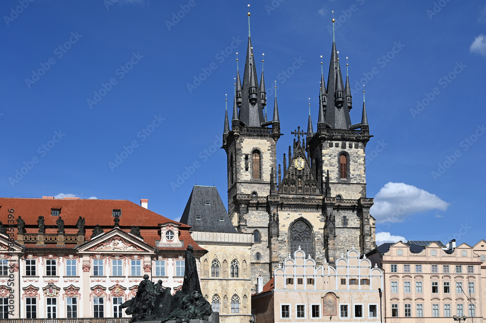 Tyn Church in Old Town Square Prague cityscape