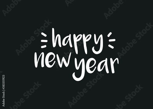 Happy New Year Text, New Year's Greeting Card, Happy New Year Background, 2021, Holiday Vector Text Greeting Card Illustration