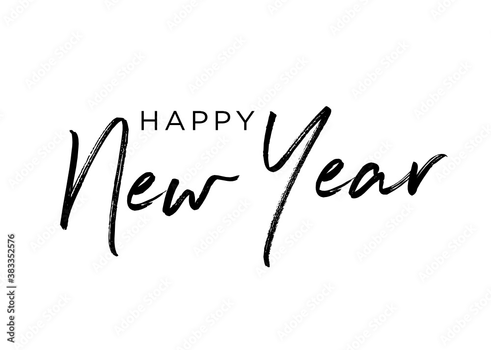 Happy New Year Text, New Year's Greeting Card, Happy New Year Background, 2021, Holiday Vector Text Greeting Card Illustration
