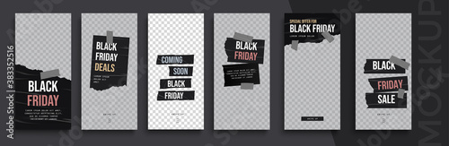 Black Friday Sale. Trendy editable instagram
Stories template. Design  for social media. 