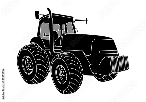 Silueta de tractor sobre fondo blanco