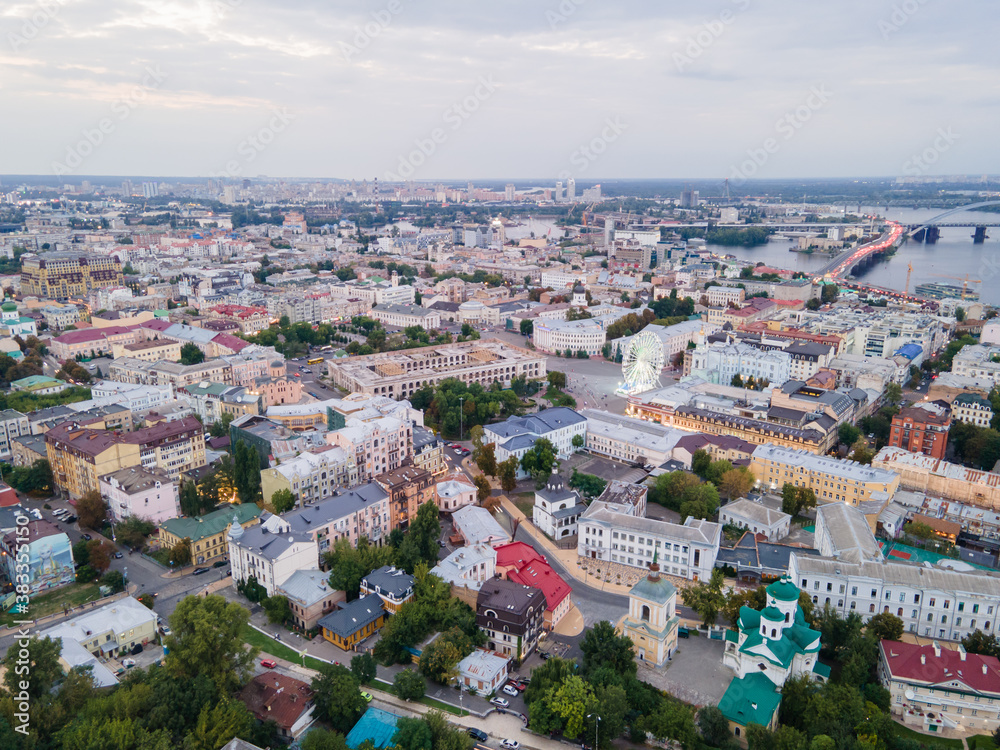 Aerial view of the historical center of the capital of Ukraine - Kiev