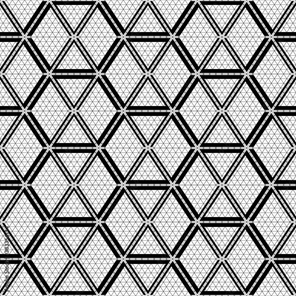 Fototapeta premium Seamless mosaic pattern. Rhombuses, triangles, lozenges ornament. Grid background. Ancient ethnic motif. Grate wallpaper. Parquet backdrop. Digital paper, web design, textile print. Diamonds vector.