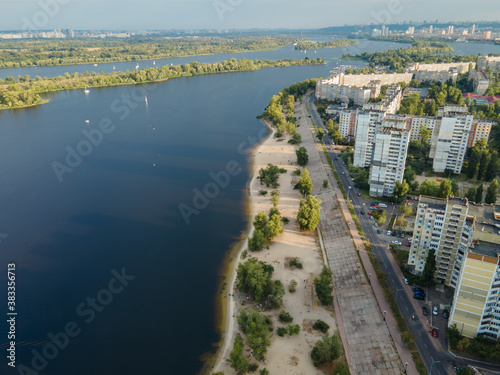 Aerial view of the river near the city