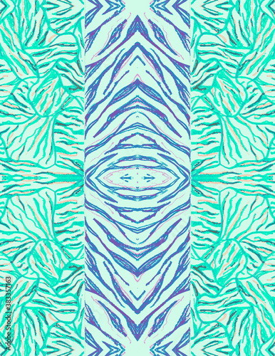 Seamless Zebra Background. Blue Wildlife Print. 