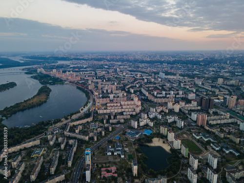 Aerial view of Obolon embankment in Kiev during the day