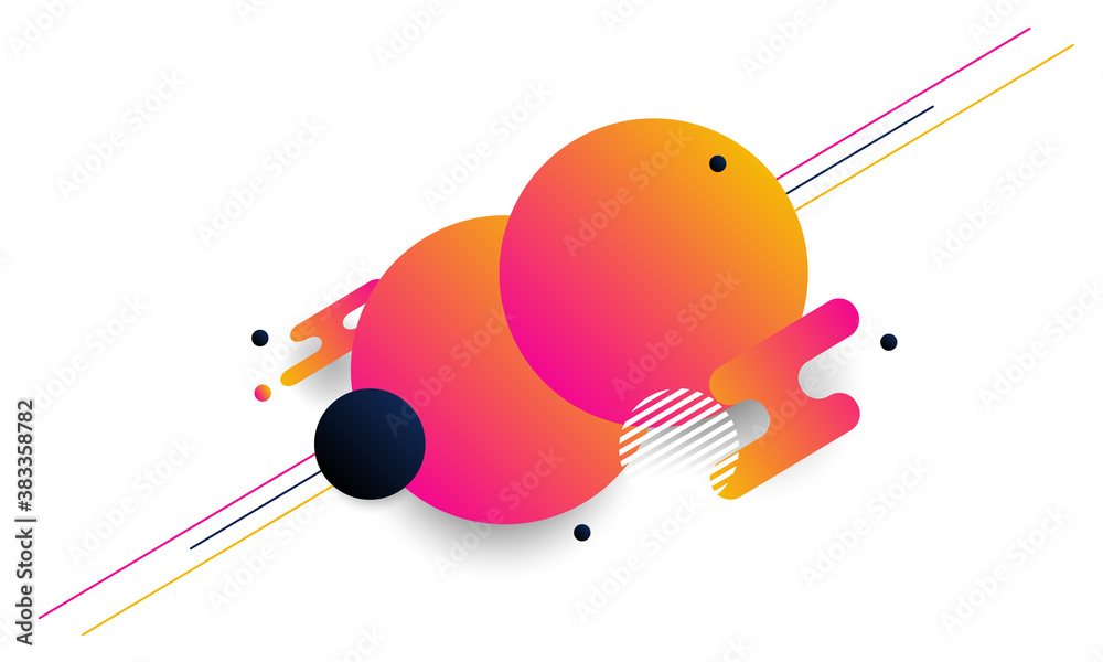 White background with abstract geometric circle gradient shape pattern with line. White background with abstract geometric circle gradient shape pattern with line.