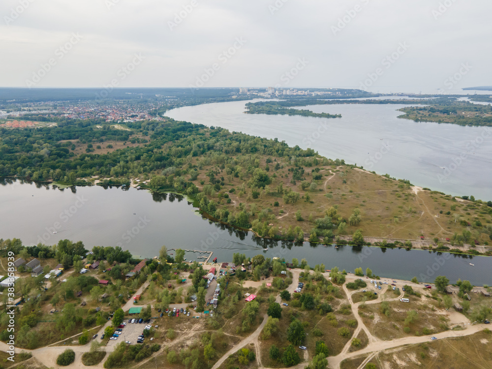 Aerial view of the Dnieper river near Kiev