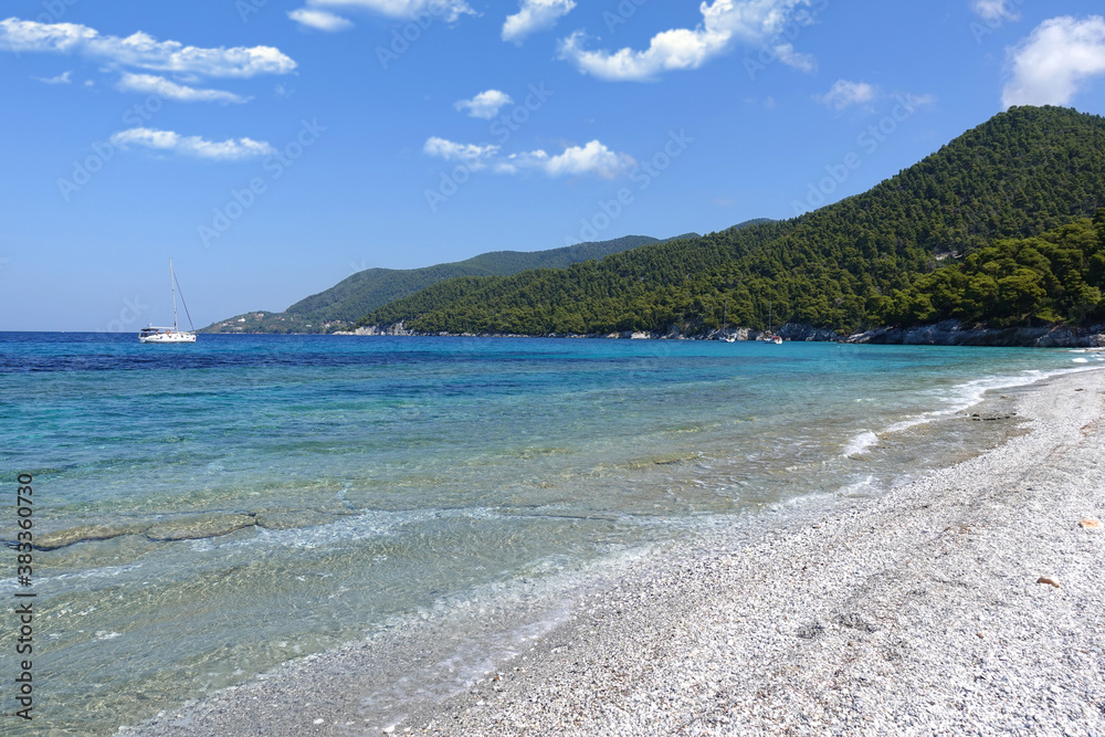 Beautiful turquoise beach of Milia, Skopelos island, Sporades, Greece