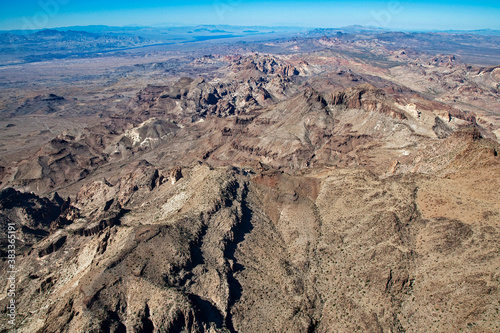 Flying over the rugged Black Mountains east of the Colorado River in Arizona photo
