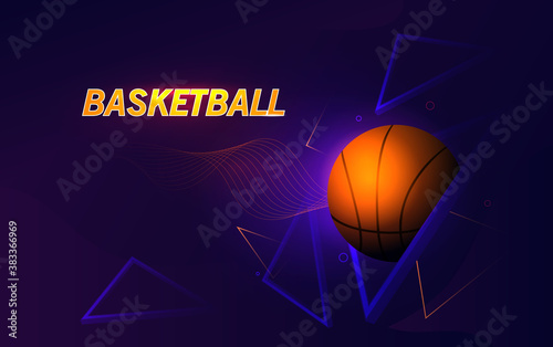 Futuristic banner dedicated to basketball theme. Basketball sport concept. Flat vector illustration. © Rudzhan