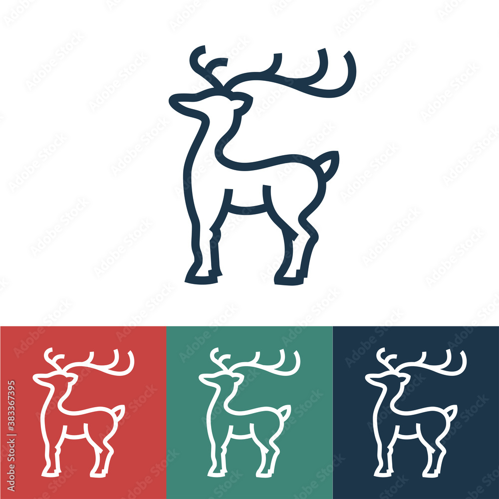 Linear vector icon with deer