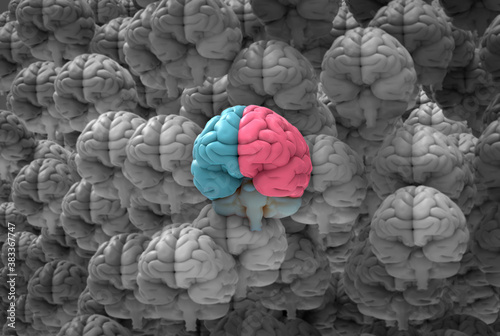 3D rendering crowd of human brains illustration