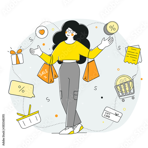 Customer orientation, flat business vector illustration. Special offer for clients, online shopping.