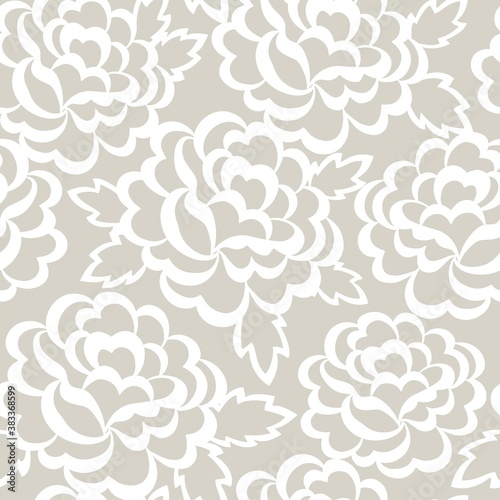 seamless gray abstract background with white roses. monochrome