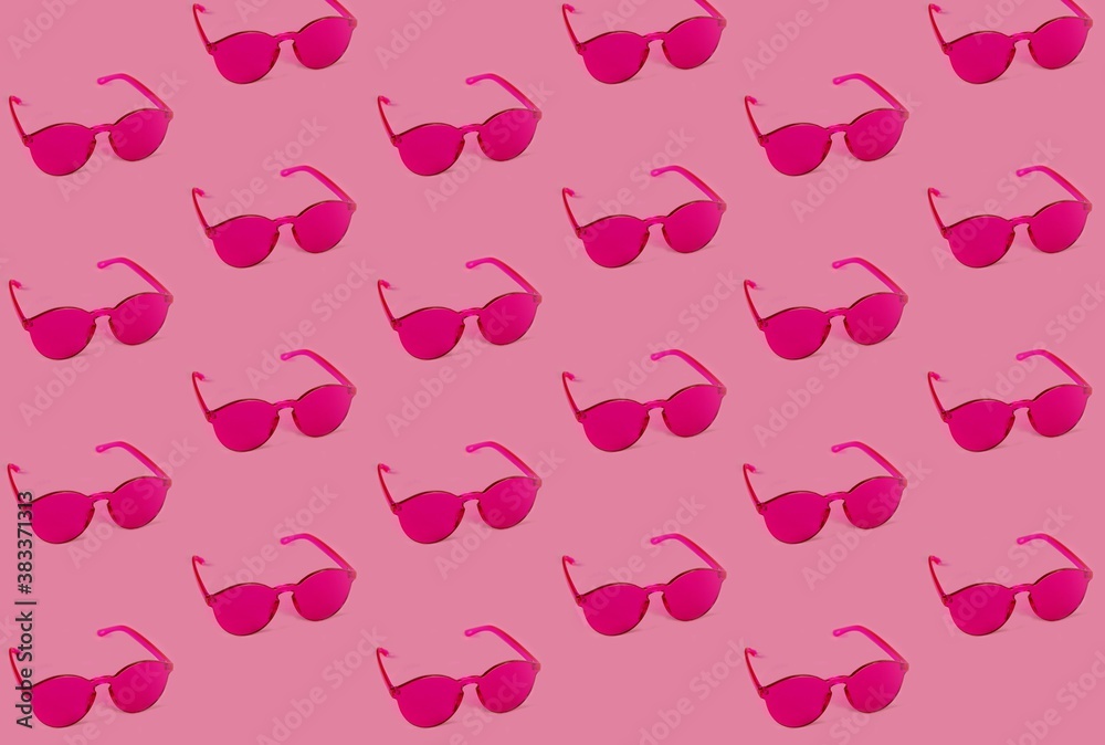 A pattern of glamorous fashionable rose-colored glasses.
