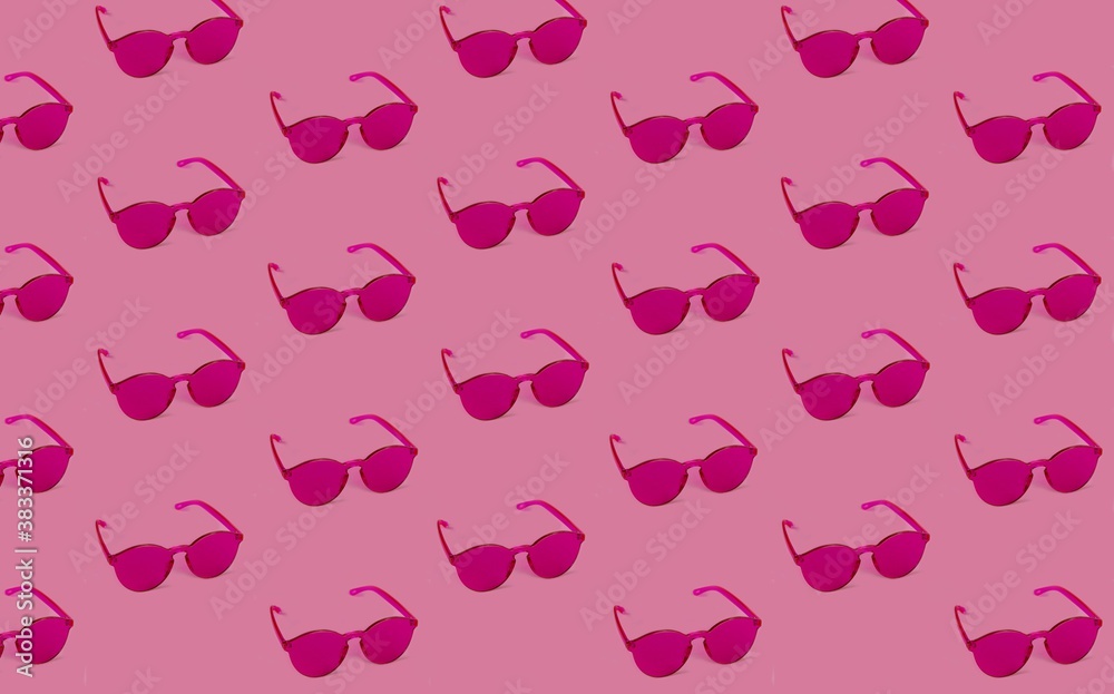 A pattern of glamorous fashionable rose-colored glasses.