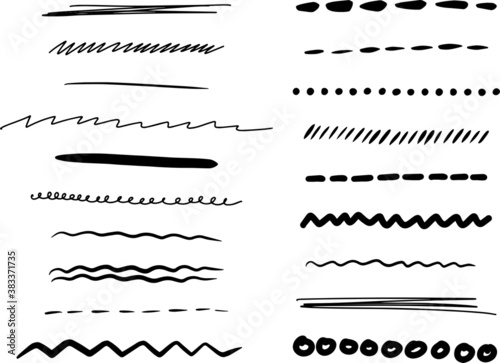 Hand drawn set of lines. Vector illustration. Doodle lines, frame elements.