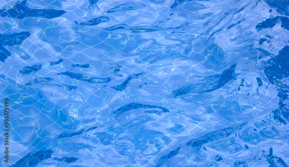 light background in the pool Blue water