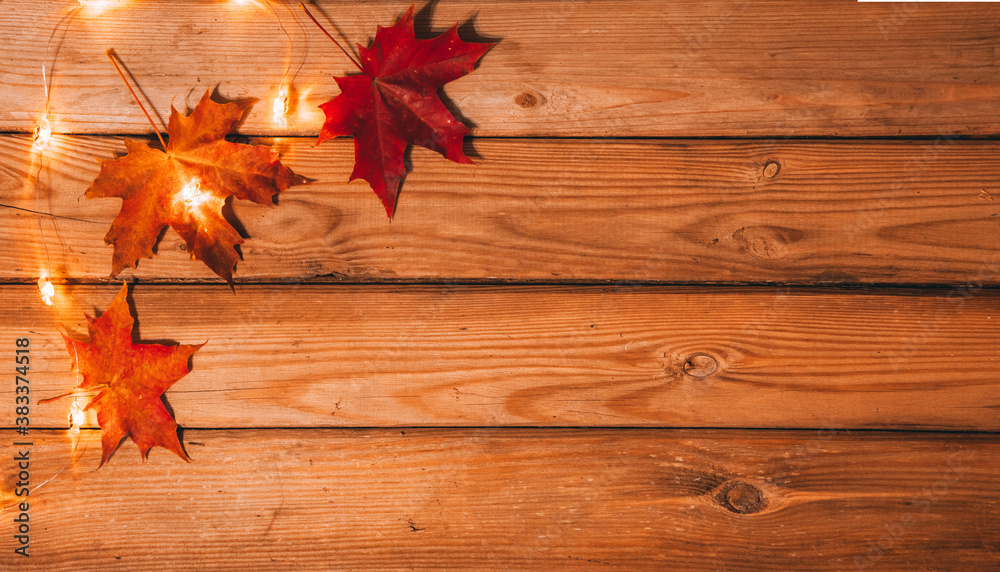 Obraz premium Colorful leaves frame on yellow background with copy space. Autumn frame.