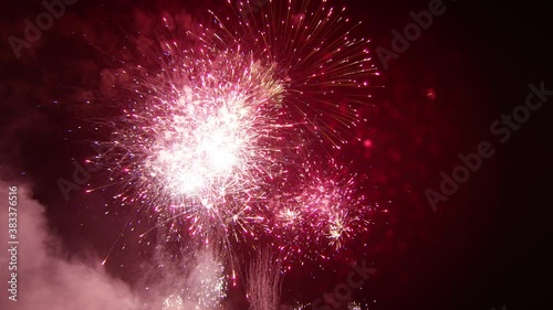 4th of July celebration in Utah at night, wide aerial