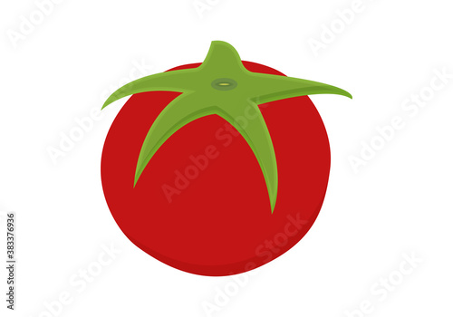 Tomate rojo en fondo blanco.