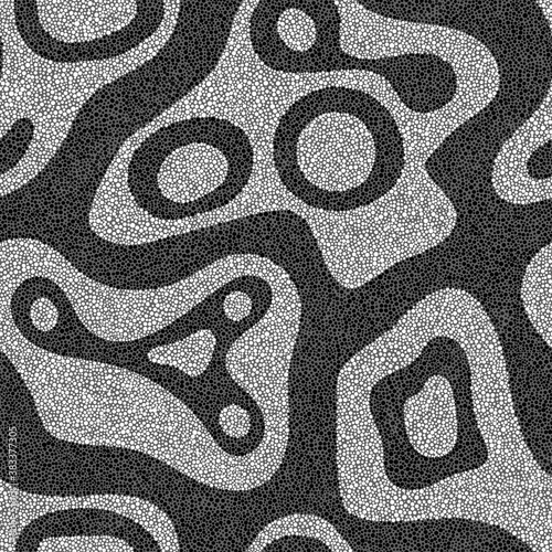 Seamless pattern in the style of pointillism. Abstract monochrome ornament. Vector illustration.