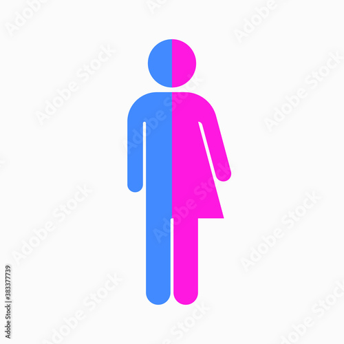 The transgender symbol isolated on white background. Transsexual icon. Half the male and female icon.