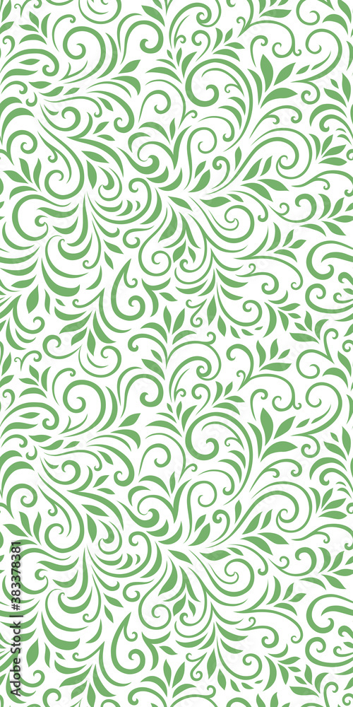Vector seamless pattern with leaves and curls. Monochrome abstract floral background. Stylish monochrome texture. Vector seamless pattern with leaves and curls. Monochrome abstract floral background. Stylish monochrome texture.