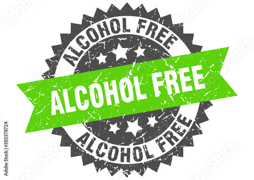 alcohol free stamp. grunge round sign with ribbon