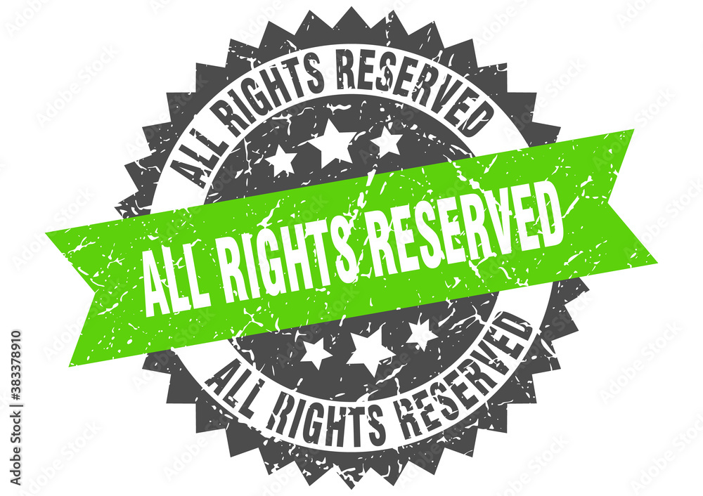 Obraz premium all rights reserved stamp. grunge round sign with ribbon