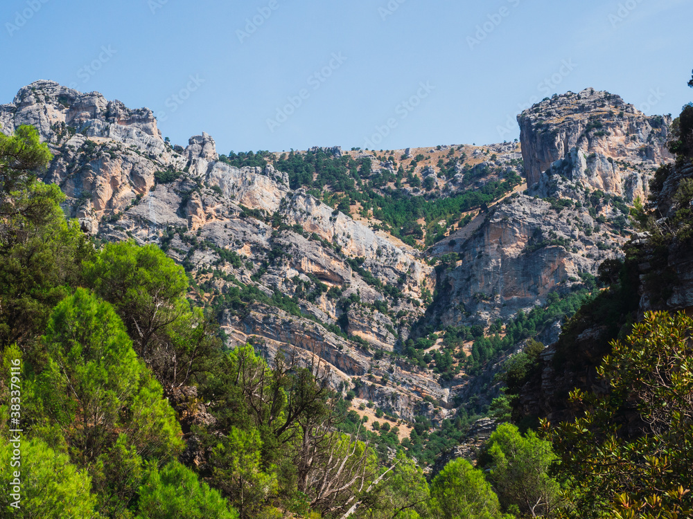 Mountains along the path of the Rio Borosa trail in the Cazorla Natural Park